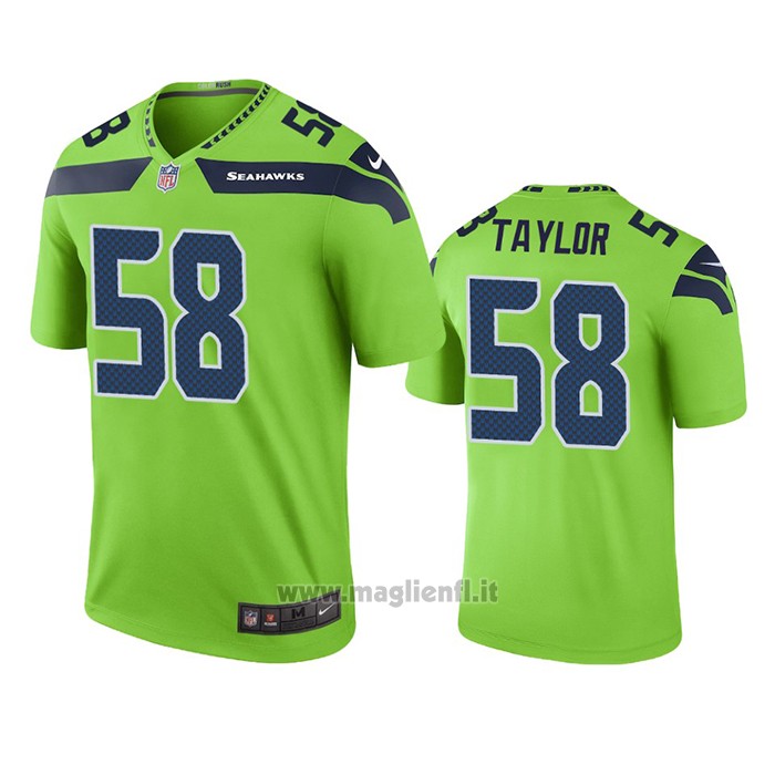 Maglia NFL Legend Seattle Seahawks Darrell Taylor Green Color Rush